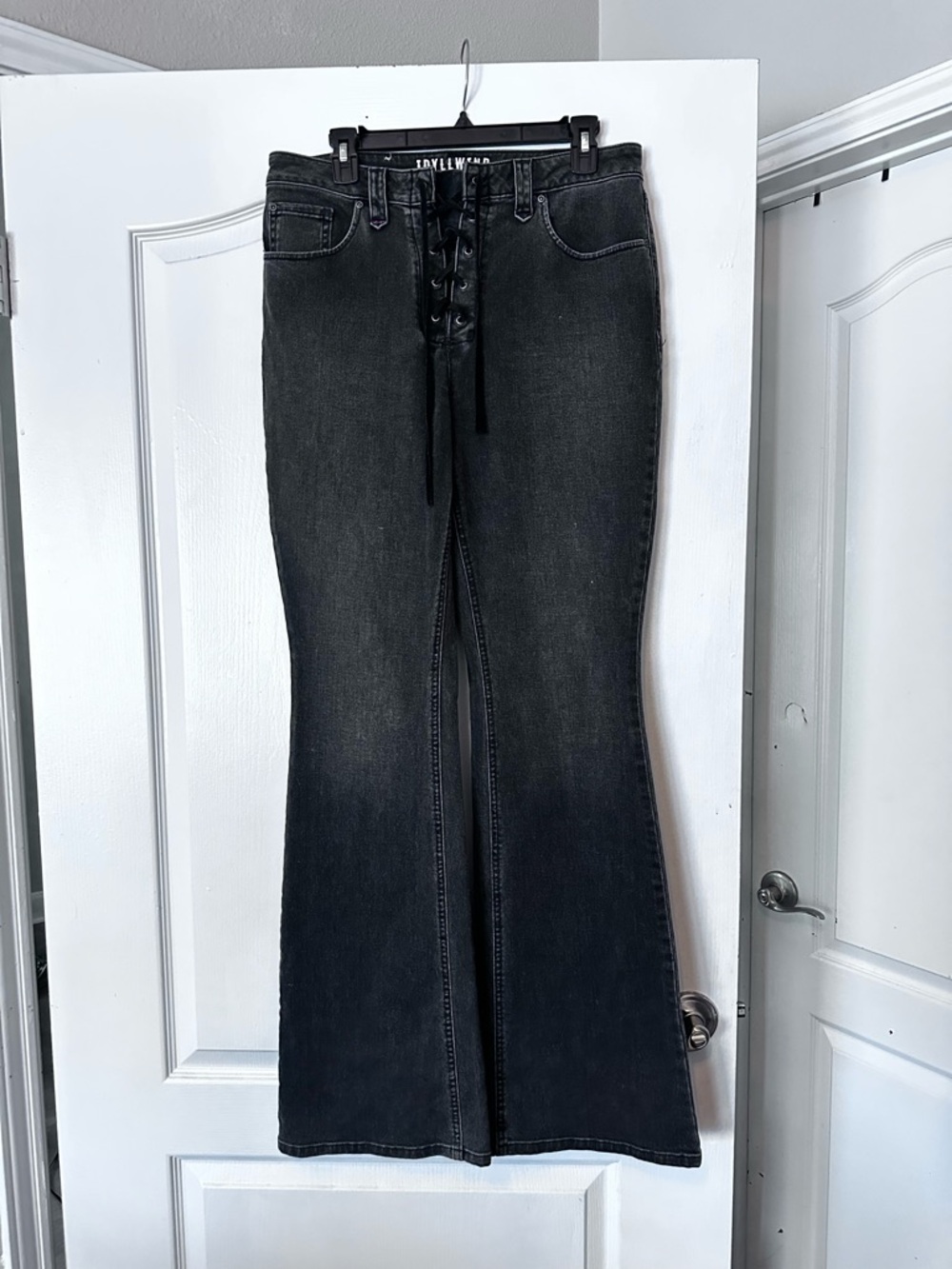 Idyllwind Black Lace-Up High-Waist Flare Jeans